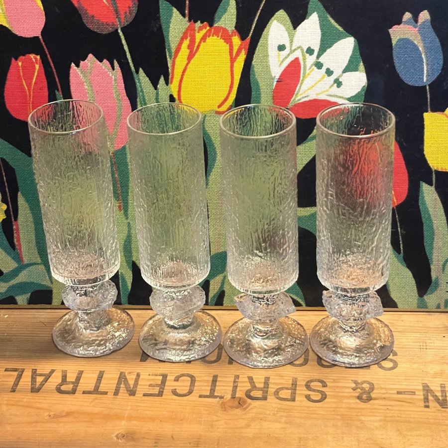 Iittala Senator Festivo 4 Champagneglas Timo Sarpaneva Vintage Retro Finland