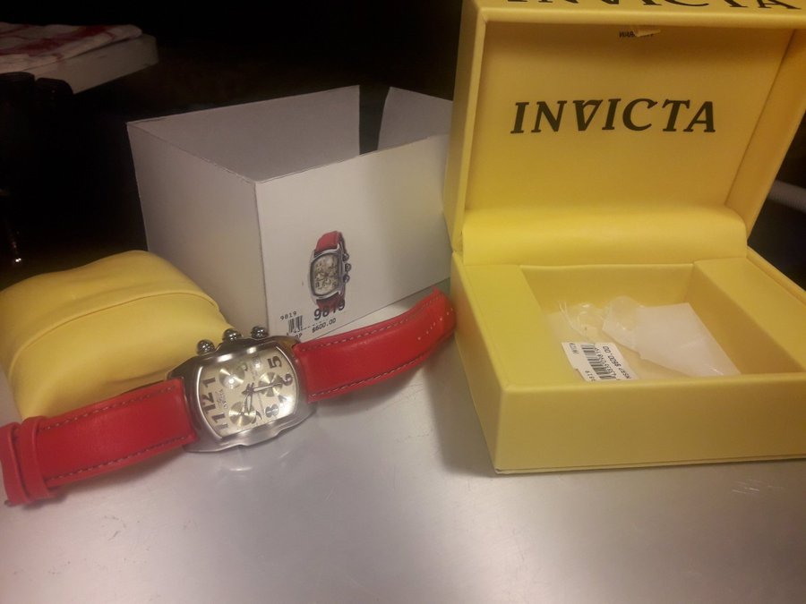 Invicta Lupha 9819 chronograph röd läderrem