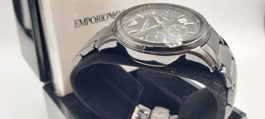 Emporio Armani Renato AR1452 Ceramica Chronograaf Herenhorloge nieuw