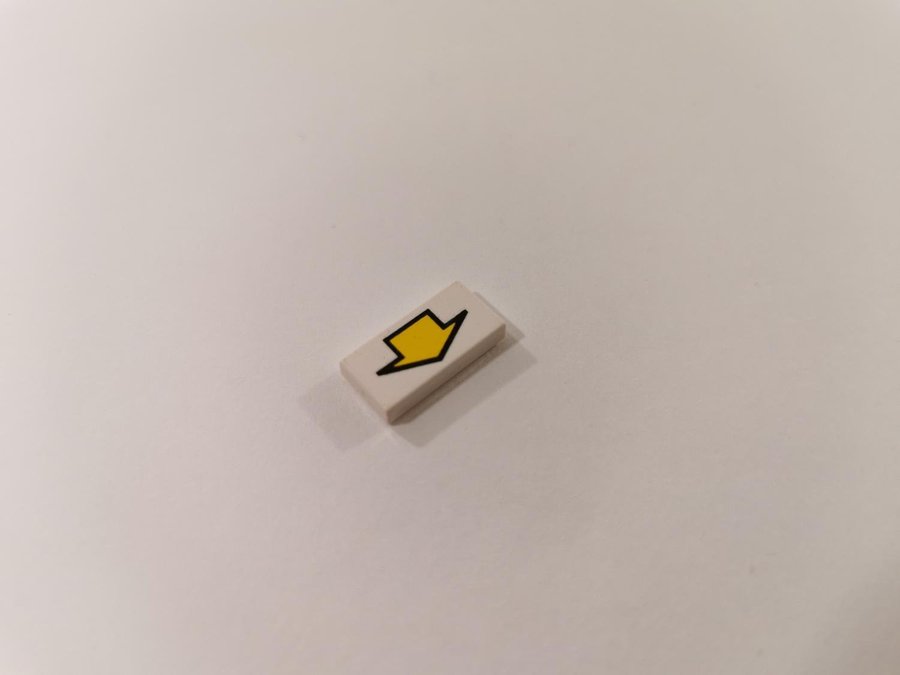 Lego - tryck - tile - 1x2 - space - pil - part 3069bp13 - vit