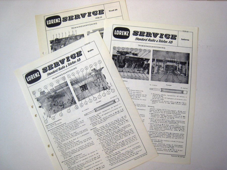 LORENZ - SERVICEMANUAL - BORDSRADIO - 3 modeller - 1958-1960.