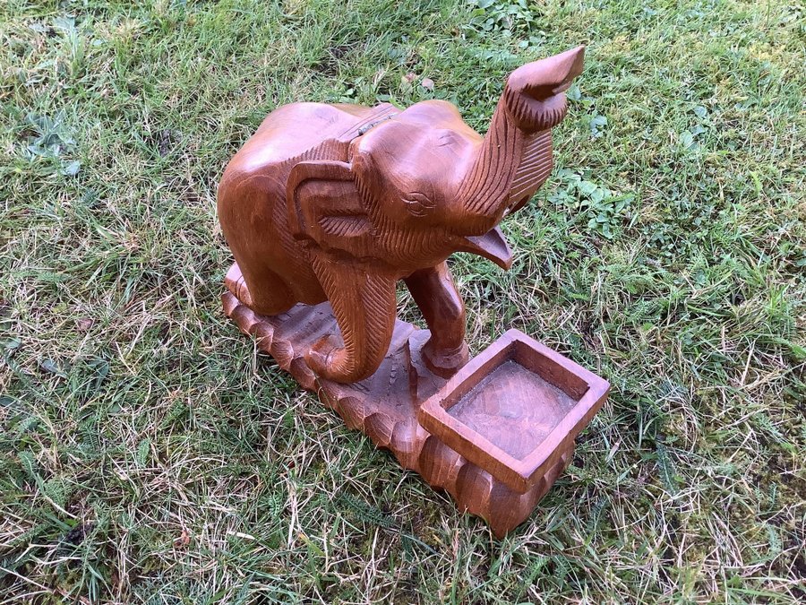 Antik stor Elefant skulptur Asien snidad trä figurin orientalisk teak staty