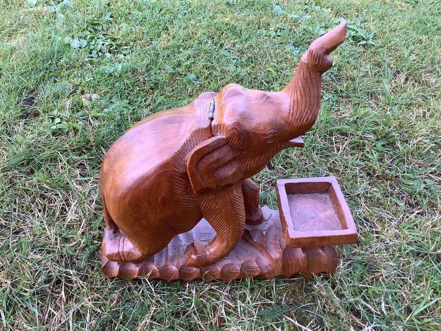 Antik stor Elefant skulptur Asien snidad trä figurin orientalisk teak staty