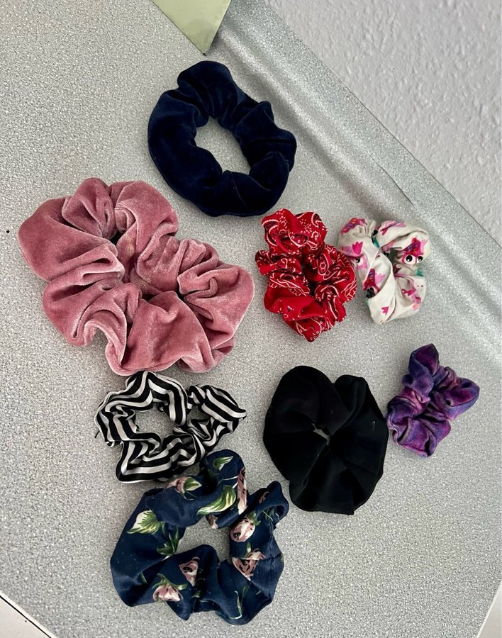 Scrunchies Scrunchie Hårband Hårsnodd gummiband 8st!