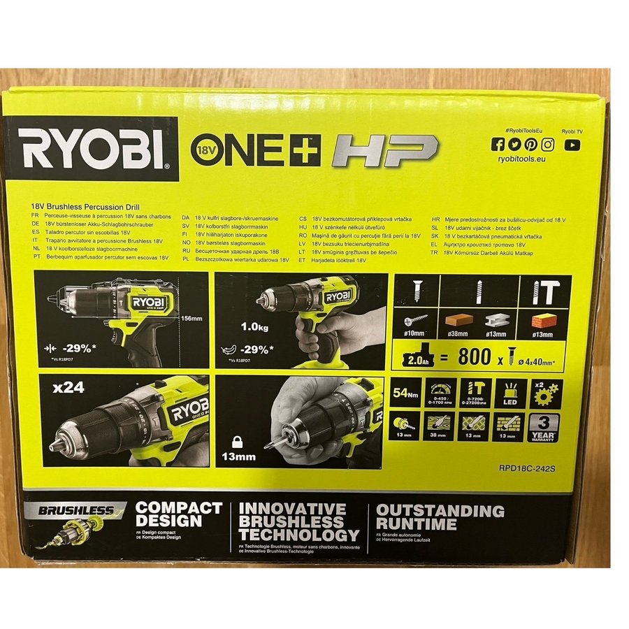 BORRSKRUVDRAGARE RYOBI RPD18C-242S ONE+ HP