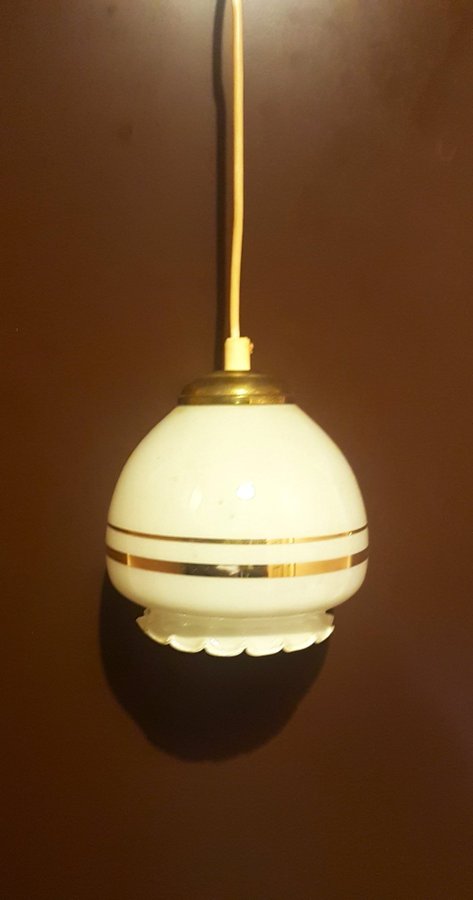 Retro - TAKLAMPA glas lampa med guldinlägg - 1950/60 talet