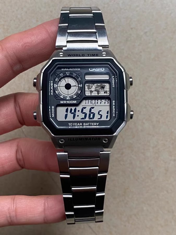 Casio AE-1200WH World Time Stainless Steel Watch