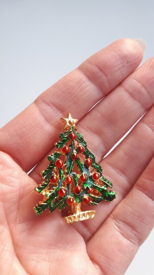 Old Perfect Christmas Tree Brooch 4x3cm Julgran Brosch Jul Juletræ Broche