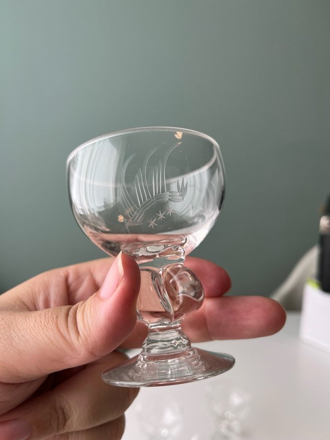 14 Glas vackra retro Uarda skeppet Johansfors