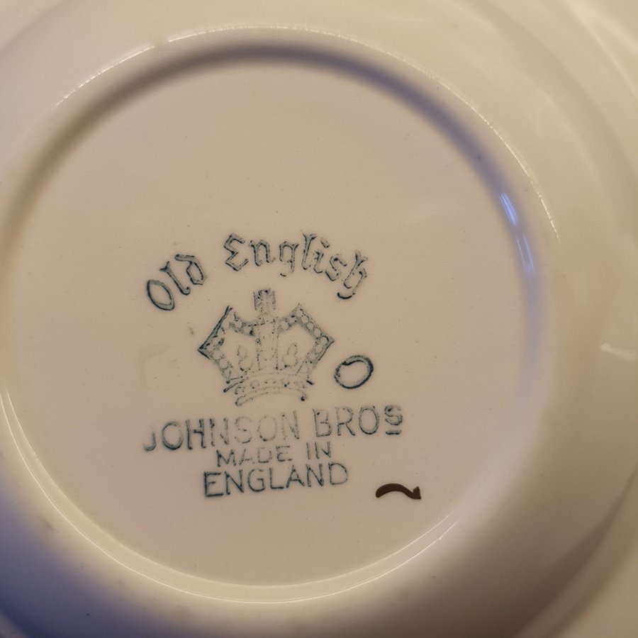 JOHNSON BROS OLD ENGLISH | 6st djupa tallrikar fruktmotiv  guldkant *1/2*