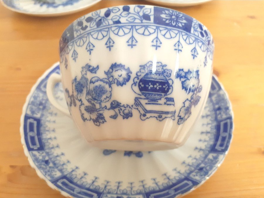 5 kaffe koppar/ fat BLUE CHINA vintage