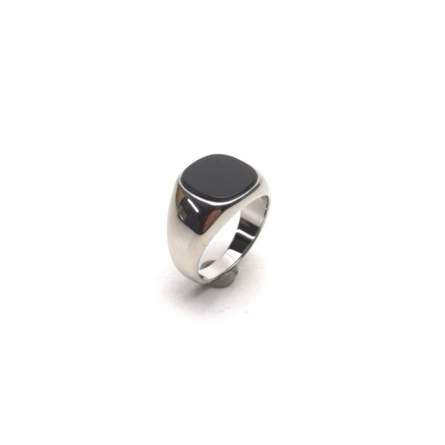 Moderne sterling sølv herrering med sort onyx sten