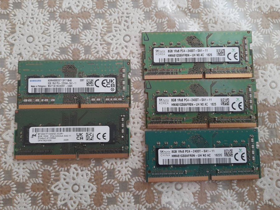 5st. ddr4 so-dimm minne 8gb/st.