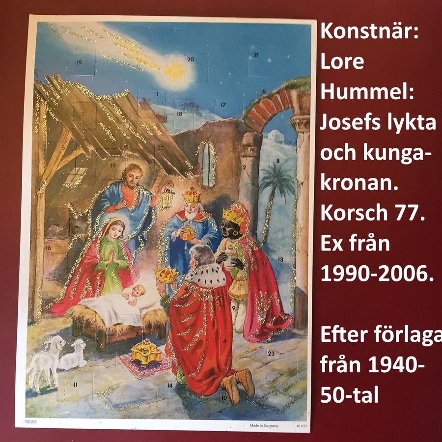 Adventskalender KORSCH 77A: Josefs lykta över Jesus.1990-2006 20x30