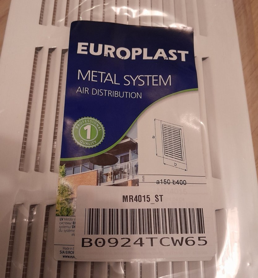 Ventilationsgaller i metall med myggnät - 40x15cm - Europlast MR4015_ST - NYTT!