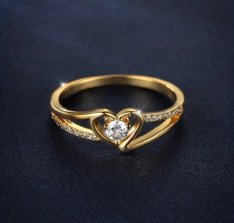 Ny ring i 18K Guld plätering Cubic Zirkon stenar ring