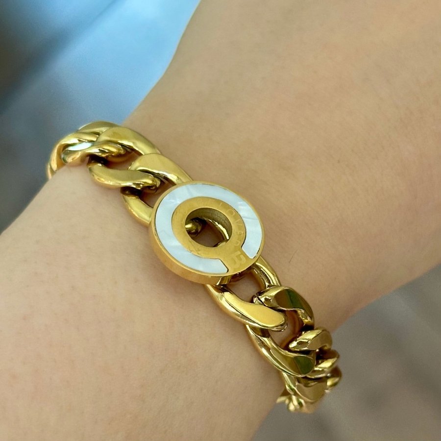 Väldigt Fint länk 18k Guldpläterade rostfritt stål armbandet