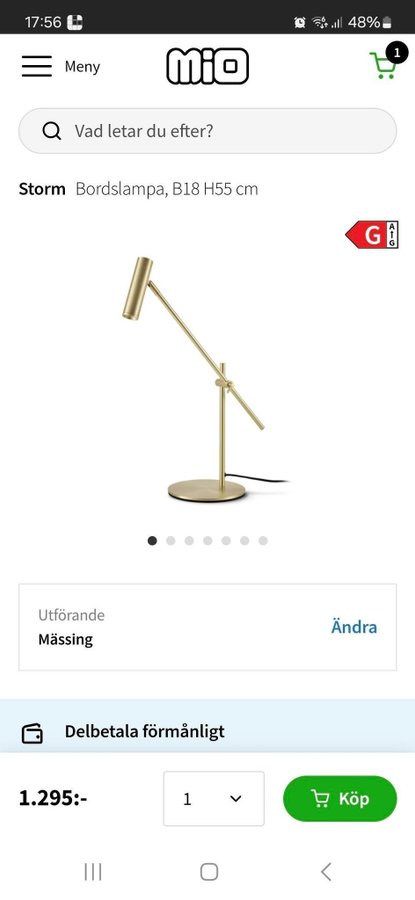 MIO Storm bordslampa i mässing