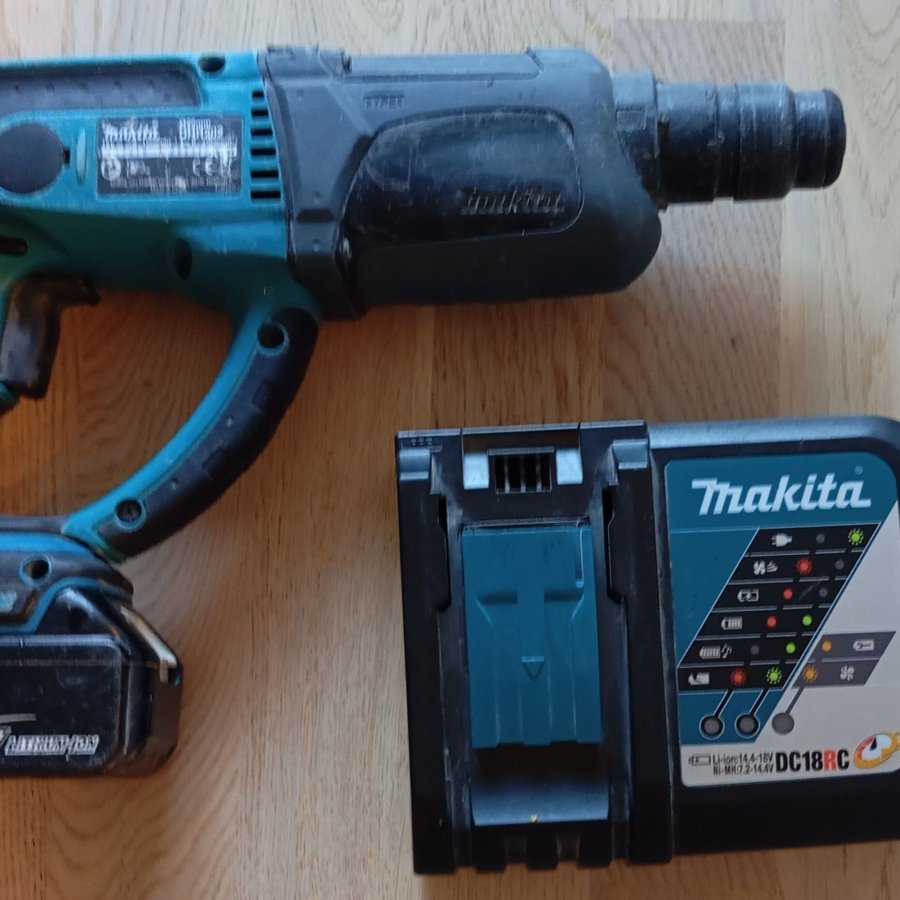 Makita SDS-Plus borrhammare med batteri och laddare