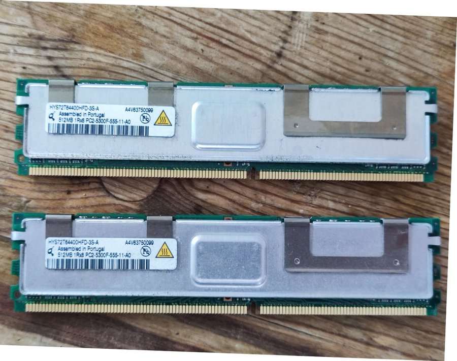 2 st 512MB 1Rx8 PC2-5300F-555-11-A0 RAM-minnen