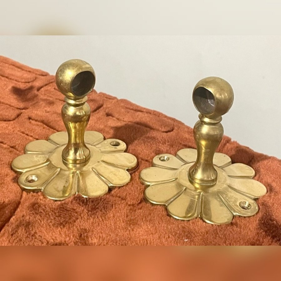 Vintage guld plated ~ Smedbo ~ två Set mässing ~Väggfästets~dia 8 cm