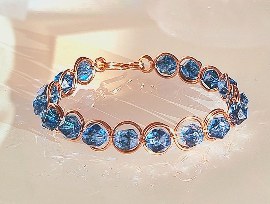 Otroligt vackert handgjort blått Summer ice bracelet kristall armband NYTT