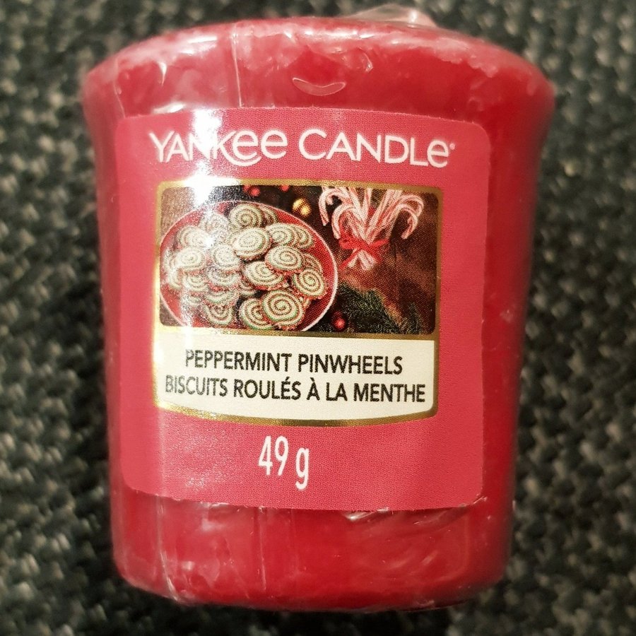 Yankee Candle, doftljus, "Peppermint Pinwheels", JUL, Billig frakt.