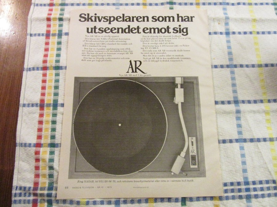 AR XB skivspelare Bose 301 högtalare reklam annons 1975