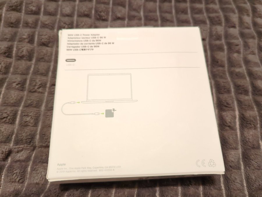 Original Apple 96 W usb-c-strömadapter, ny i förpackning, modell nr: MW2L3ZM/A