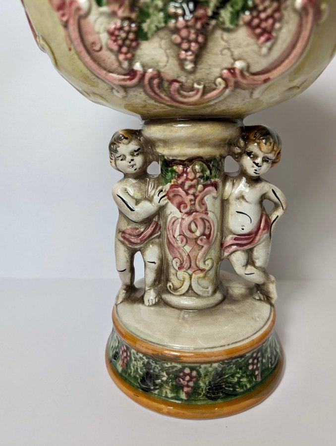 CAPODIMONTE ITALIEN | SKÅL BORDSUPPSATS PORSLIN | KERUBER FIGURIN