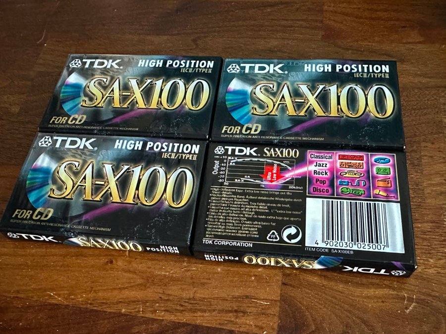 4 st TDK SA-X100 Kassetter - oöppnade!