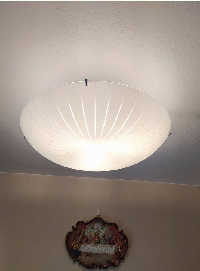 Vintage CALYPSO PLAFOND, IKEA sällsynt i frostat glas och metall.