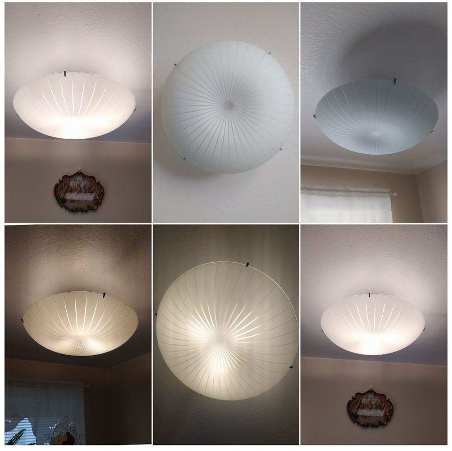 Vintage CALYPSO PLAFOND, IKEA sällsynt i frostat glas och metall.