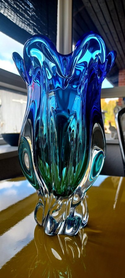 Blue  turquise vase by Josef Hospodka, 1960's FREE SHIPPING SWEDEN AND DENMARK