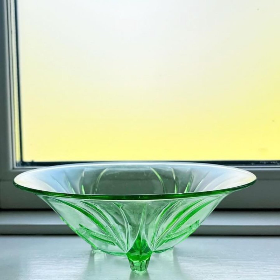 Grøn vintage glasskål