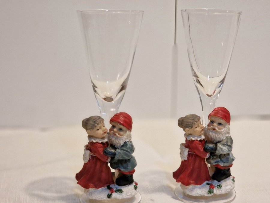 SNAPPSGLAS JULGLAS TOMTE MOR OCH TOMTEFAR RETRO JULPYNT