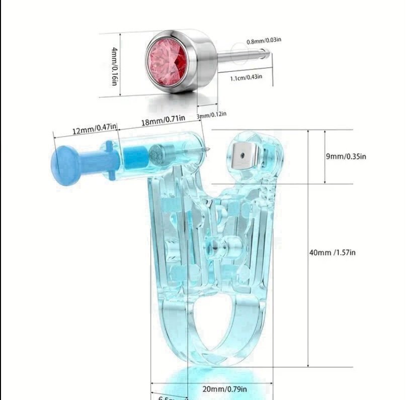 2 st Engångspiercingpistoler för öronpiercing med örhängen i rostfritt stål