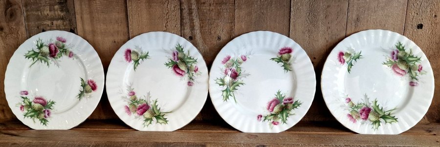 Royal Albert Highland Thistle 4 st assietter i perfekt skick bone china