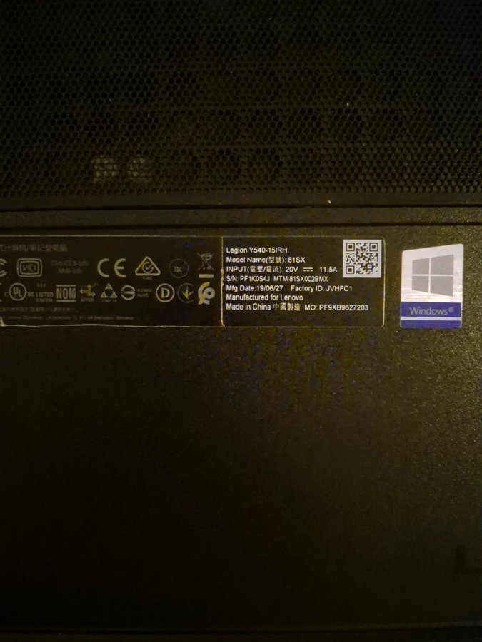 Trasig Lenovo Legion Y540-15IRH