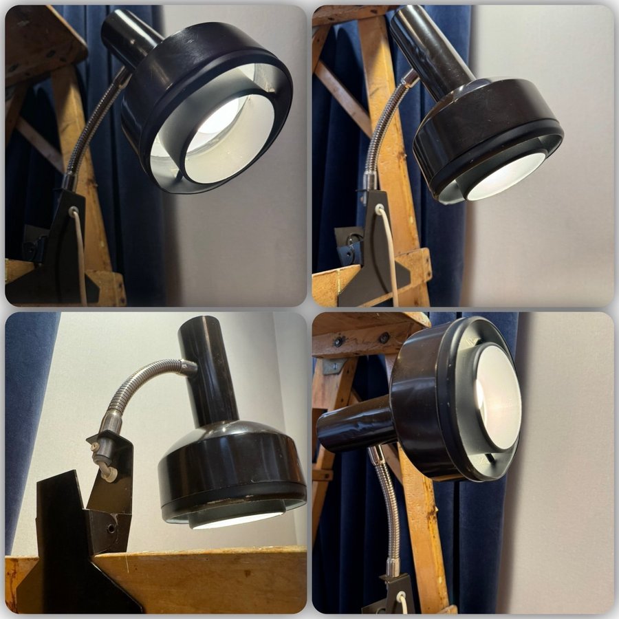 Klämlampa / Vägglampa / HEMI / KVICK 3 / Brun / 60-70 tal / Retro / Vintage