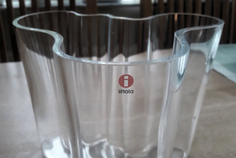 Iittala Alvar Aalto Savoy klassisk vas glas klarglas 16 cm hög