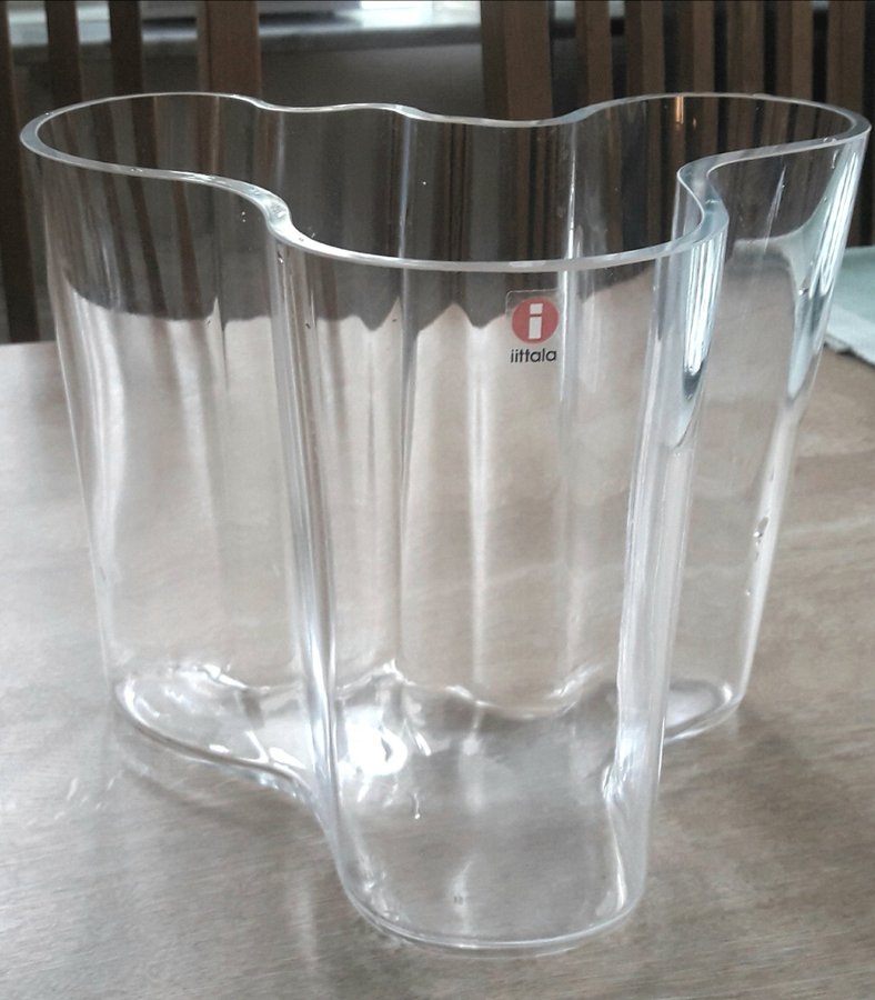 Iittala Alvar Aalto Savoy klassisk vas glas klarglas 16 cm hög