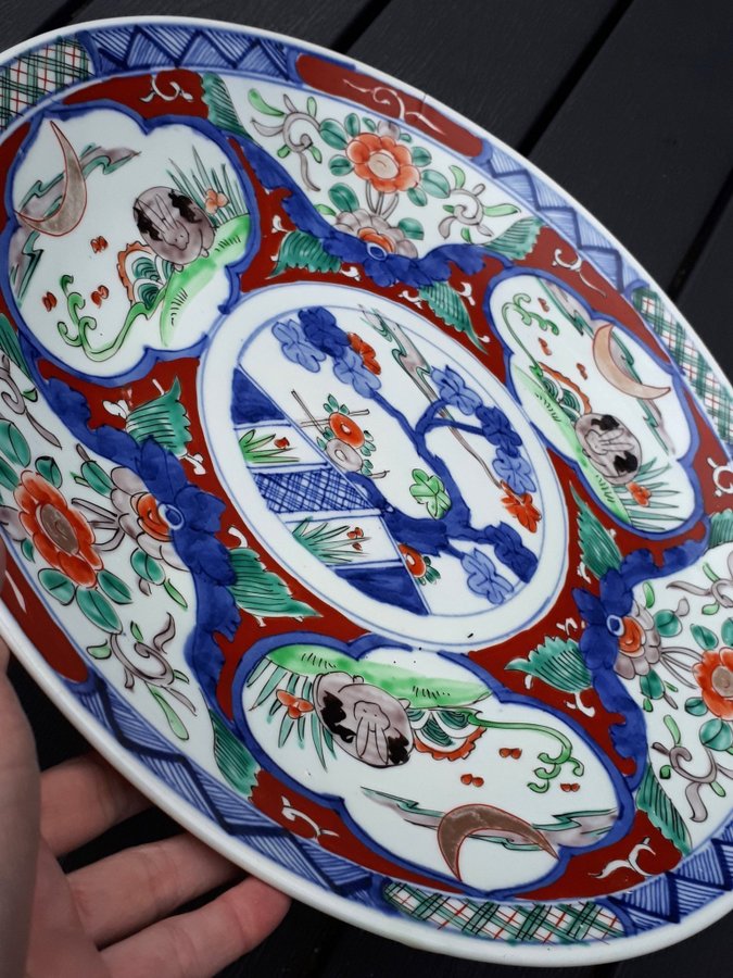 1800s IMARI Antique Japan Porcelain Dish, Large 37cm. Small Dry Factory Crack