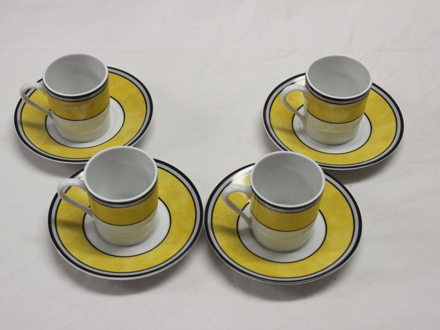 4 Moccakopp Kaffekopp m Fat Porcelain Limoge Philippe Deshouliéres Frankrike