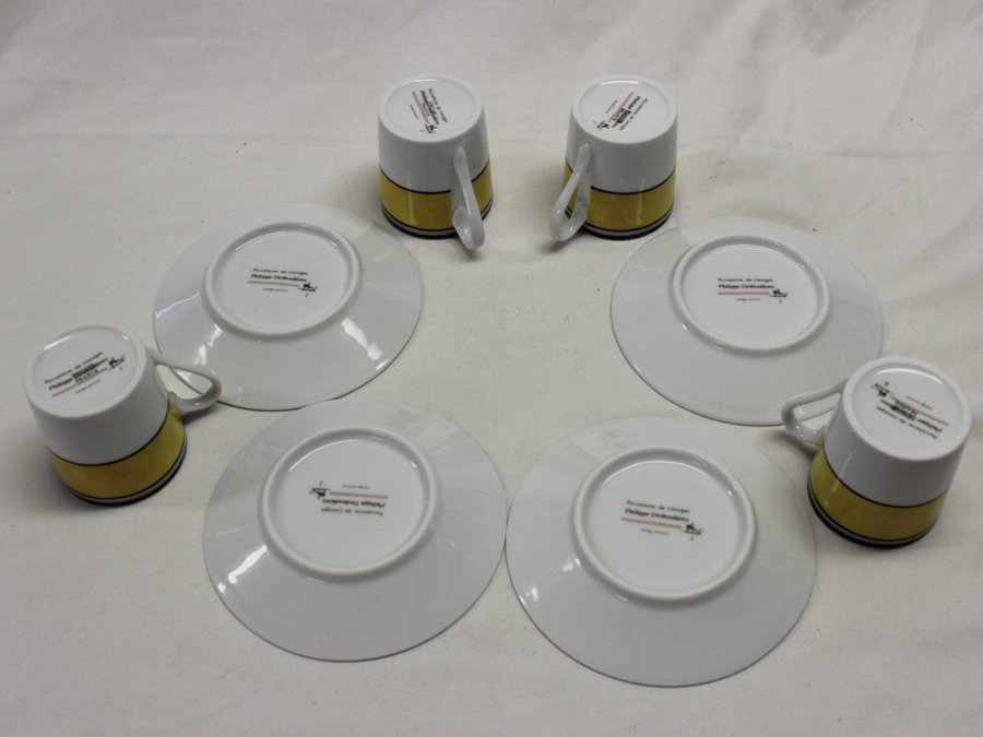 4 Moccakopp Kaffekopp m Fat Porcelain Limoge Philippe Deshouliéres Frankrike