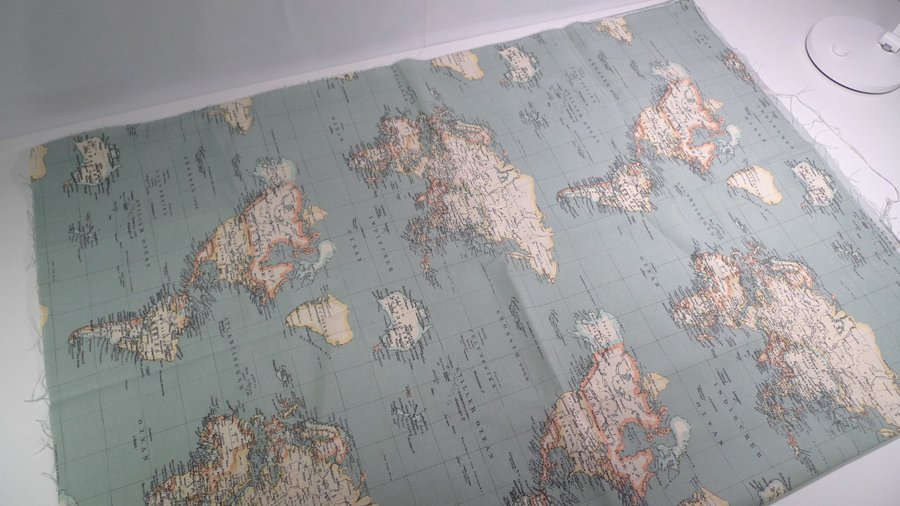 BID! Canvas Decorative Fabric, 100 cm x 280 cm, World Map Mundi! New!