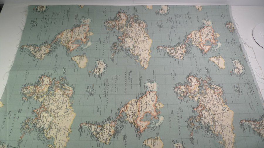 BID! Canvas Decorative Fabric, 100 cm x 280 cm, World Map Mundi! New!