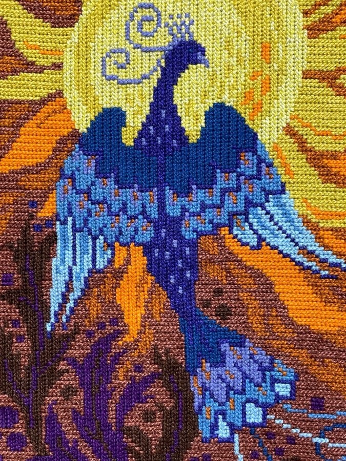 Färgstark bonad i twistsöm retrotextil 43 x 34 cm