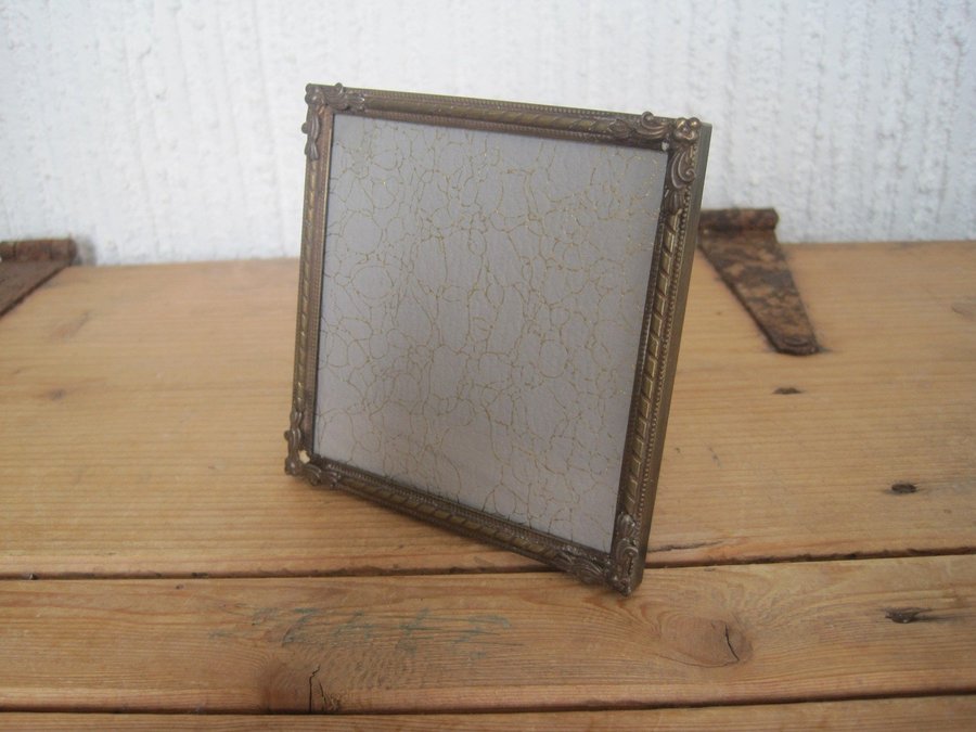 Vintage Liten Fotoram Metallram 9 x 9