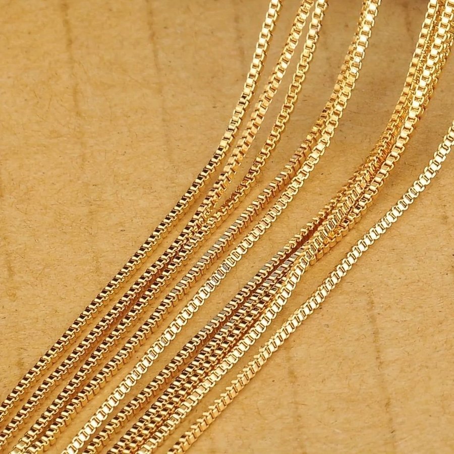 Minimalistiskt Guld Halsband 45cm STÄMPLAT 18K Guldpläterad Venetiansk Kedja